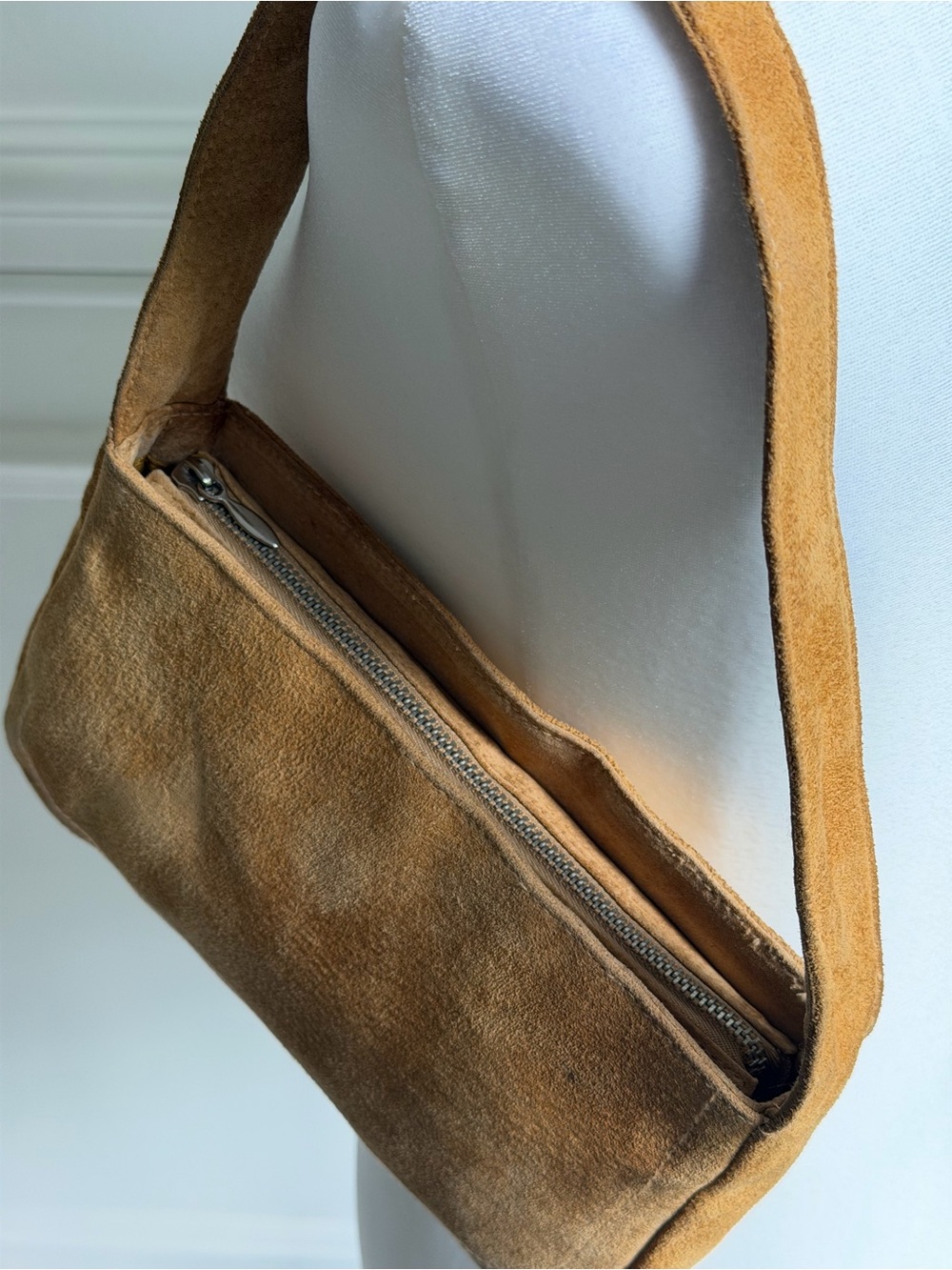 Wilson Leather Golden Beige Real Suede Shoulder Bag - Picture 5 of 7